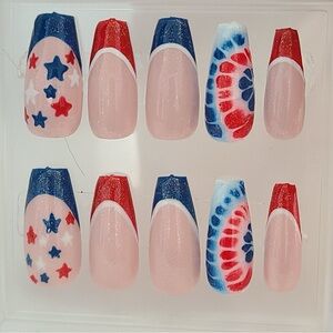 Patriotic Star and Swirl Nail Set